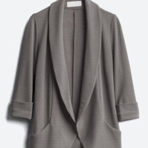 Frenchmauve Three-Quarter Sleeve Gray Knit Tunic Blazer